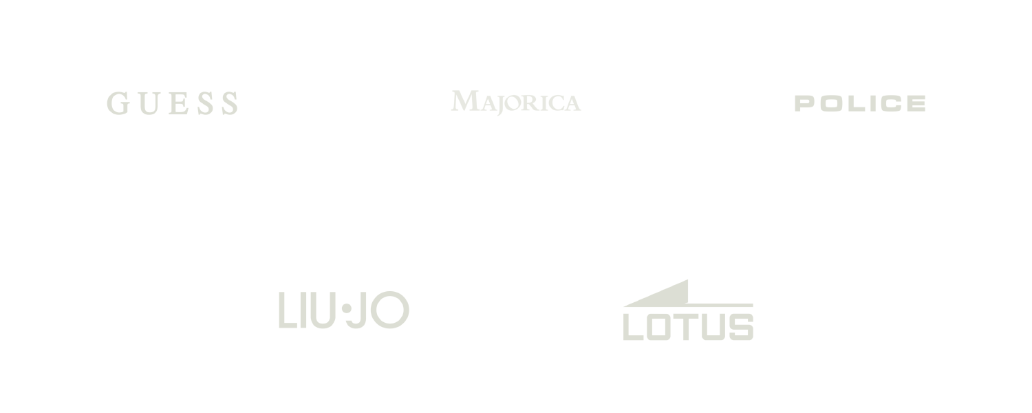 Logotipi brendova nakita: Guess, Majorica, Police, Liu Jo, Lotus