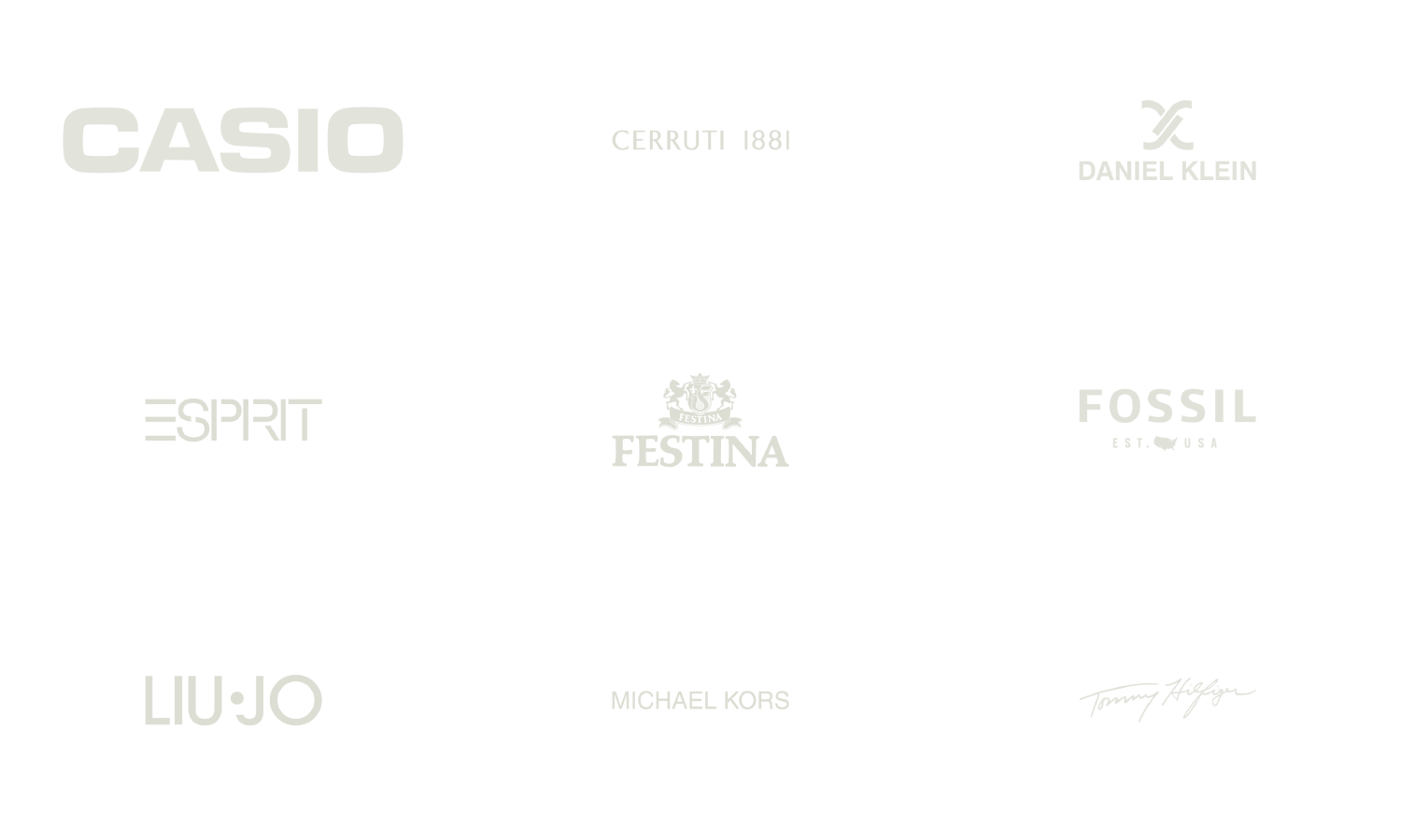 Logotipi brendova satova: Casio, Festina, Fossil, Esprit, Police, Daniel Klein i drugi